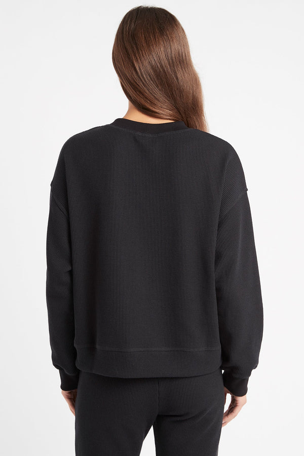 Kookai Abbey Waffle Crew Black