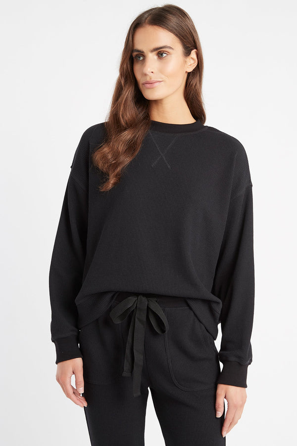kookai Abbey Waffle Crew Black