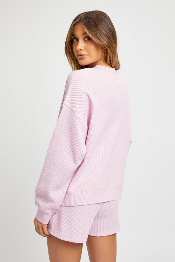 Kookai Abbey Waffle Crew Pink Orchid