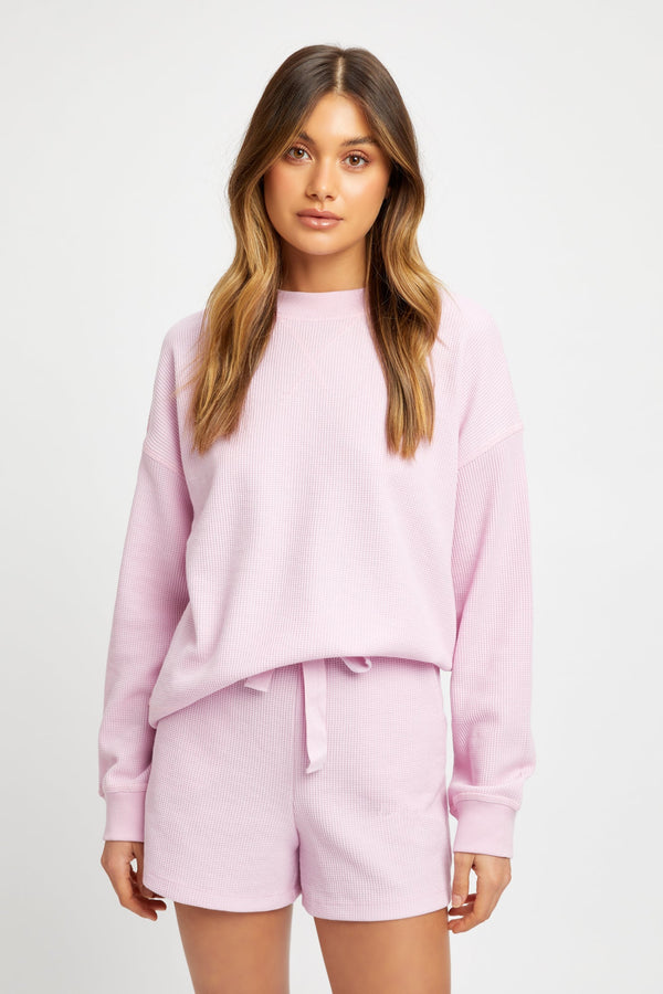 kookai Abbey Waffle Crew Pink Orchid