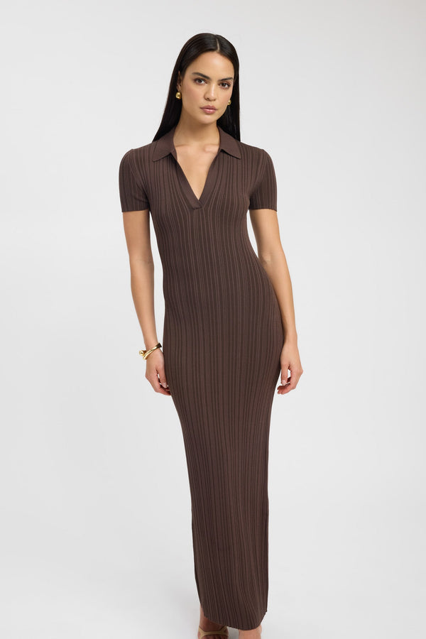 Kookai Adriana Polo Dress Mahogany