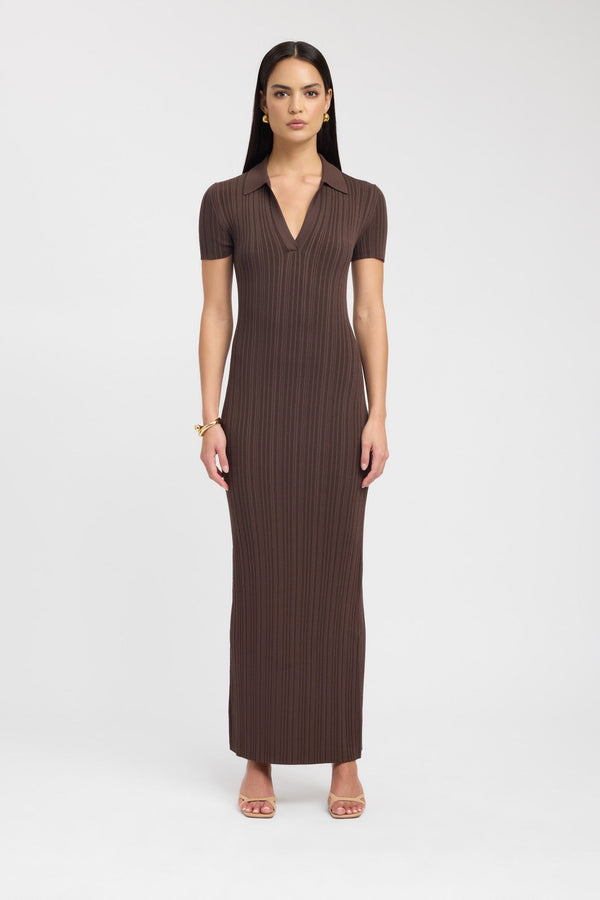 kookai Adriana Polo Dress Mahogany