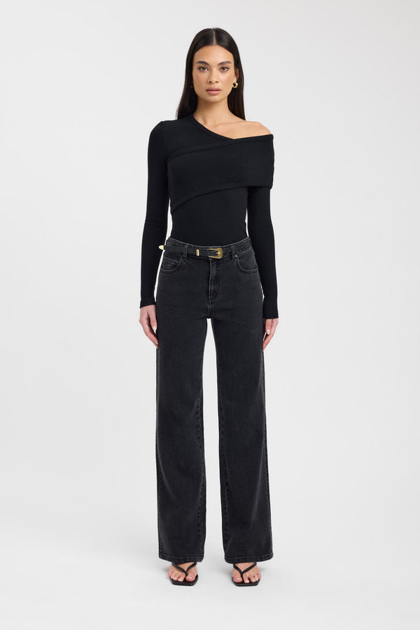 kookai Alaska Long Sleeve Top Black