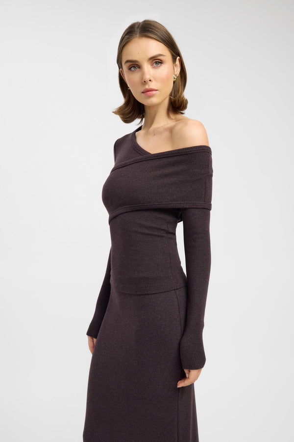 Kookai Alaska Long Sleeve Top Espresso Marle