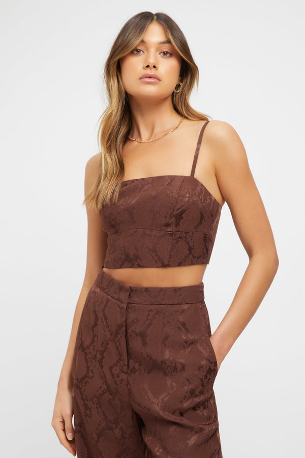 kookai Alina Bodice Crop Chocolate