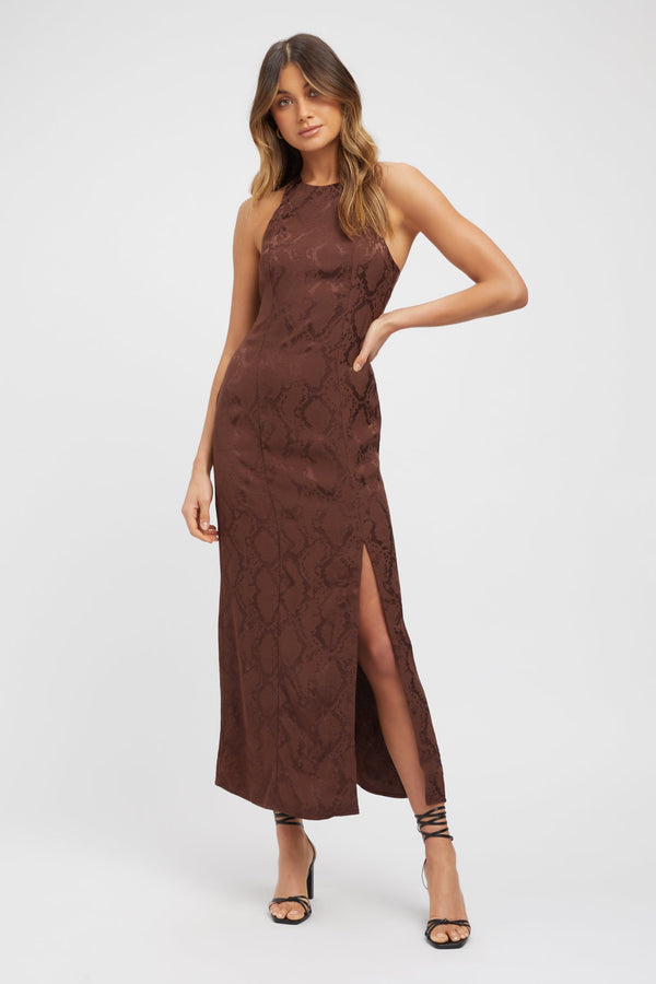 kookai Alina Midi Dress Chocolate