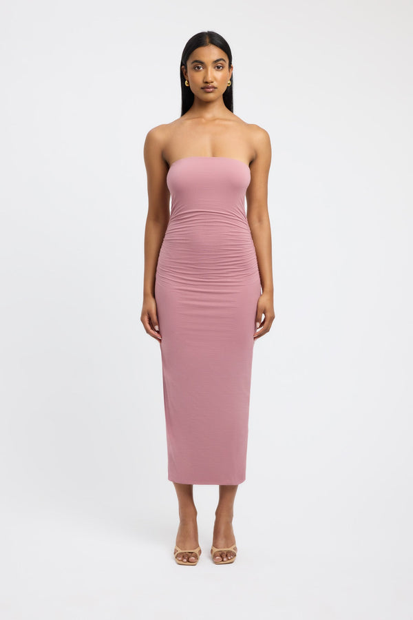 kookai Alina Strapless Dress Dark Mauve