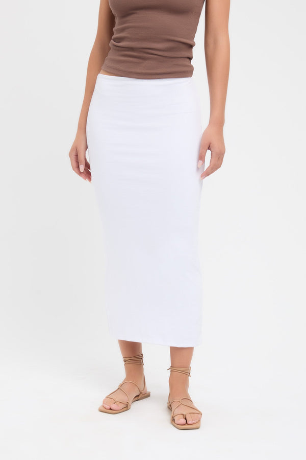 Kookai Allison Midi Skirt White