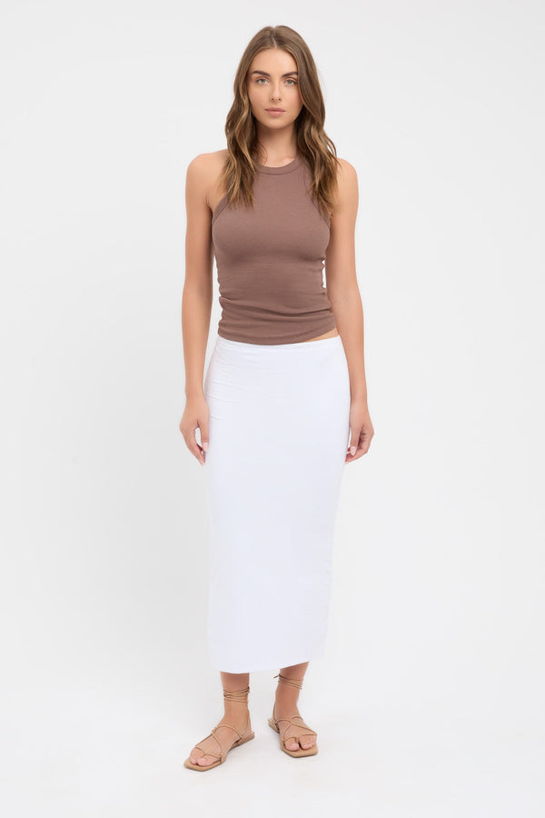 kookai Allison Midi Skirt White
