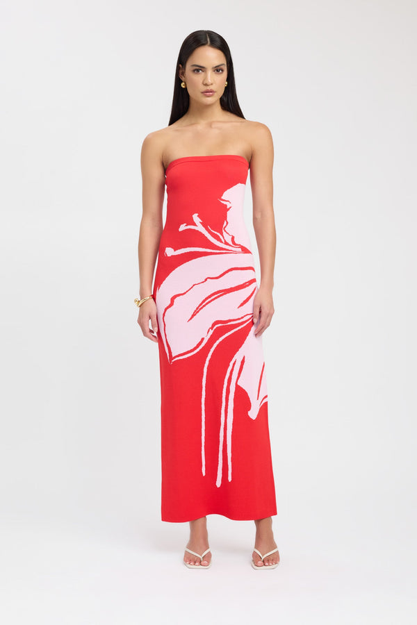 kookai Aloha Strapless Dress Red/Pink