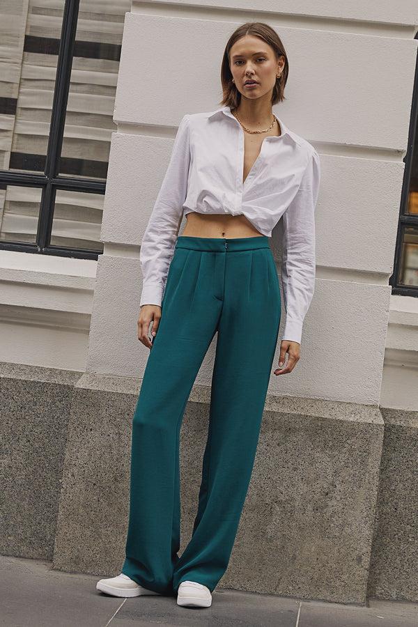 Kookai Alpha Low Rise Pant Deep Green