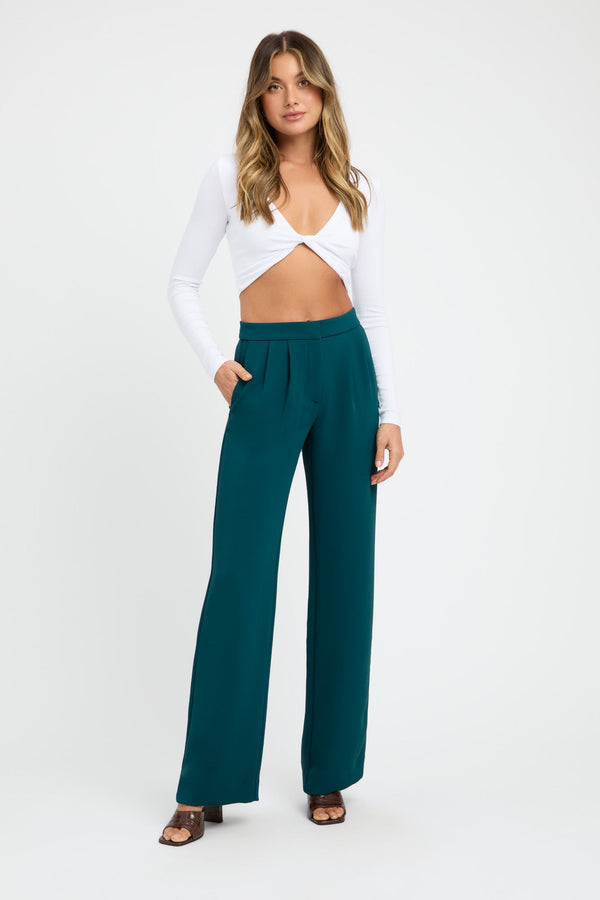 kookai Alpha Low Rise Pant Deep Green