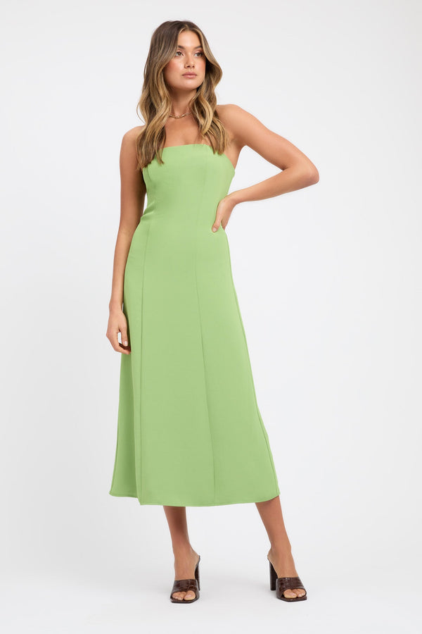 kookai Alpha Slim Midi Dress Daiquiri Green