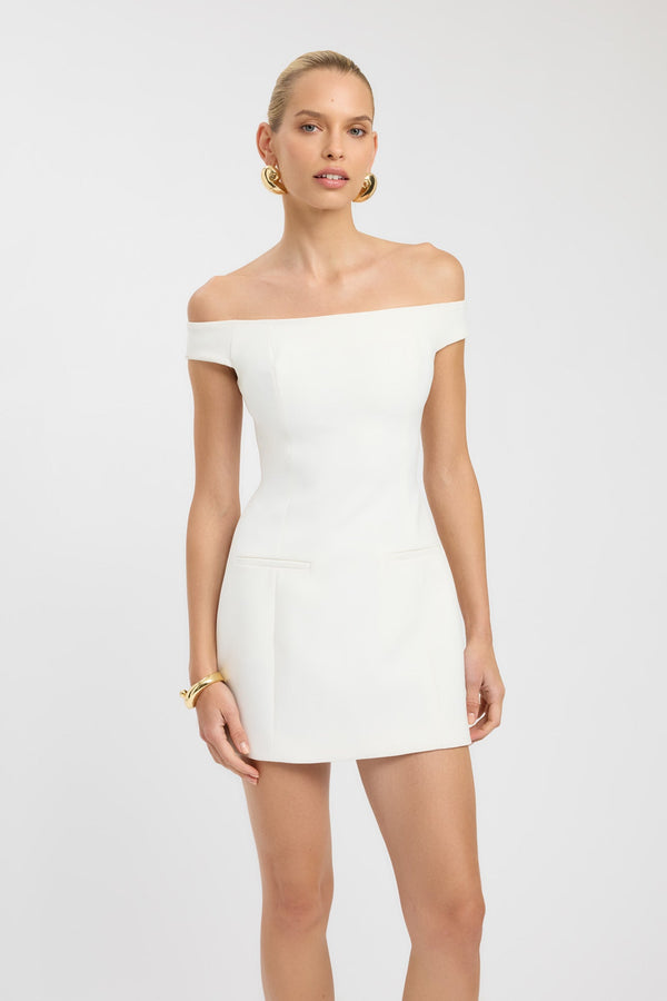 Kookai Alto Off Shoulder Mini Dress Coconut Milk