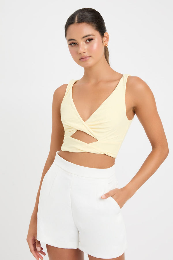 kookai Alyssa Twist Top Sorbet Yellow