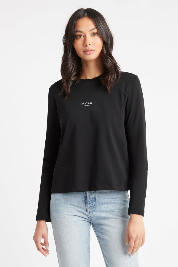 kookai Ana Long Sleeve Top Black