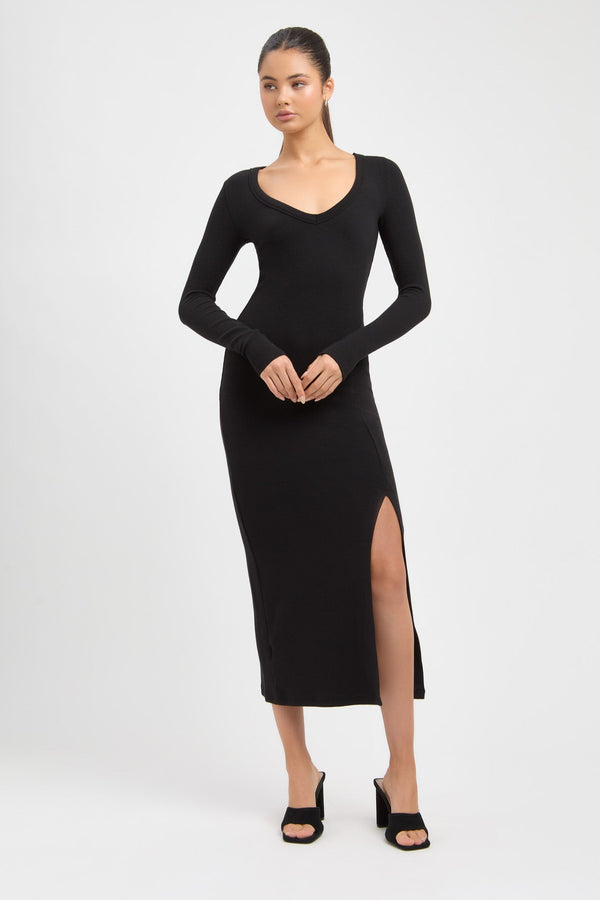 kookai Angela Midi Dress Black