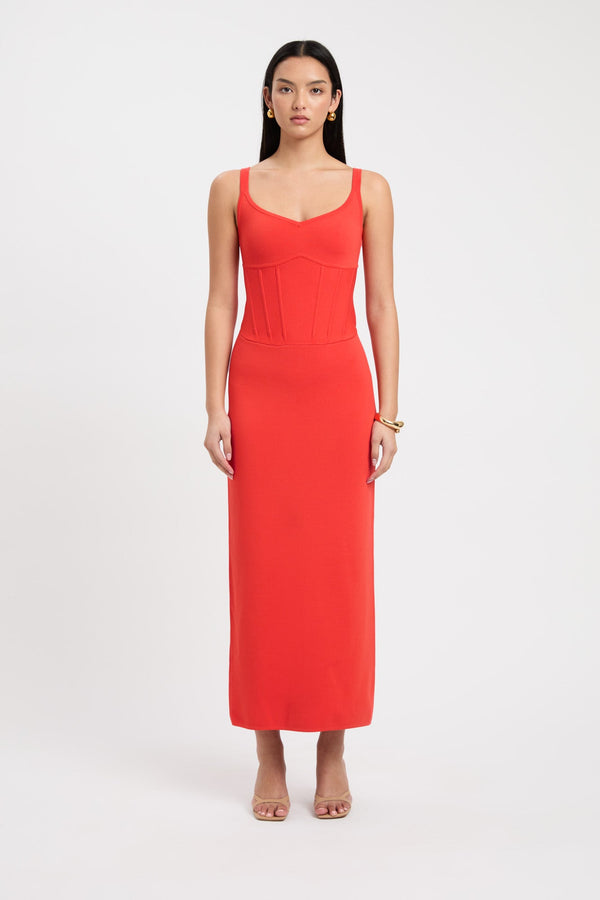 kookai April Corset Dress Blood Orange
