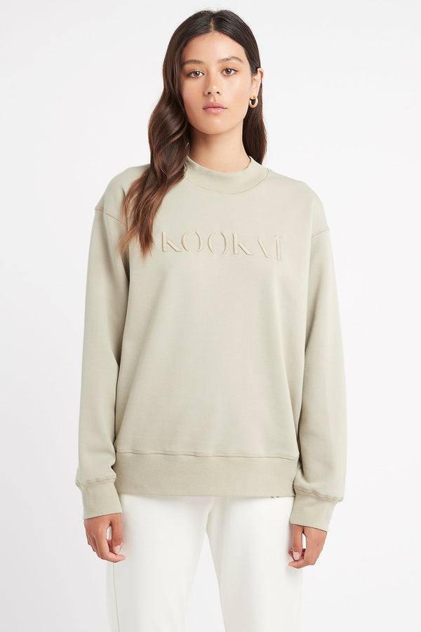 kookai Aria Logo Crew Moss Gray