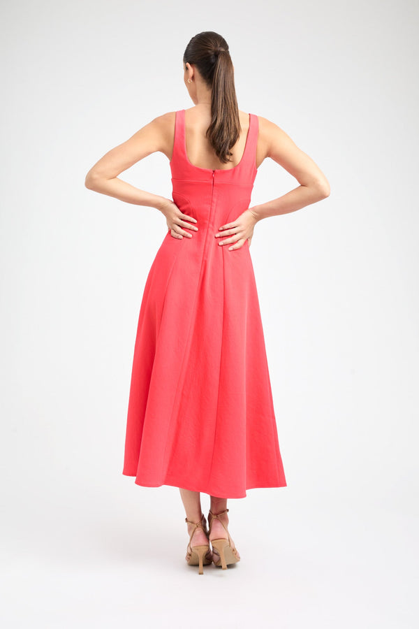 Kookai Ariel Bodice Dress Tomato
