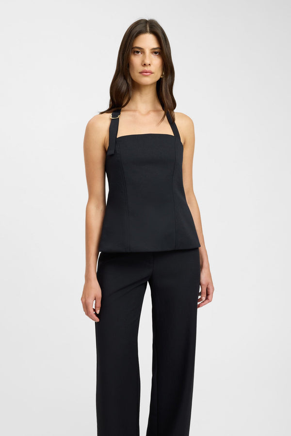 Kookai Ariel Buckle Halter Top Black