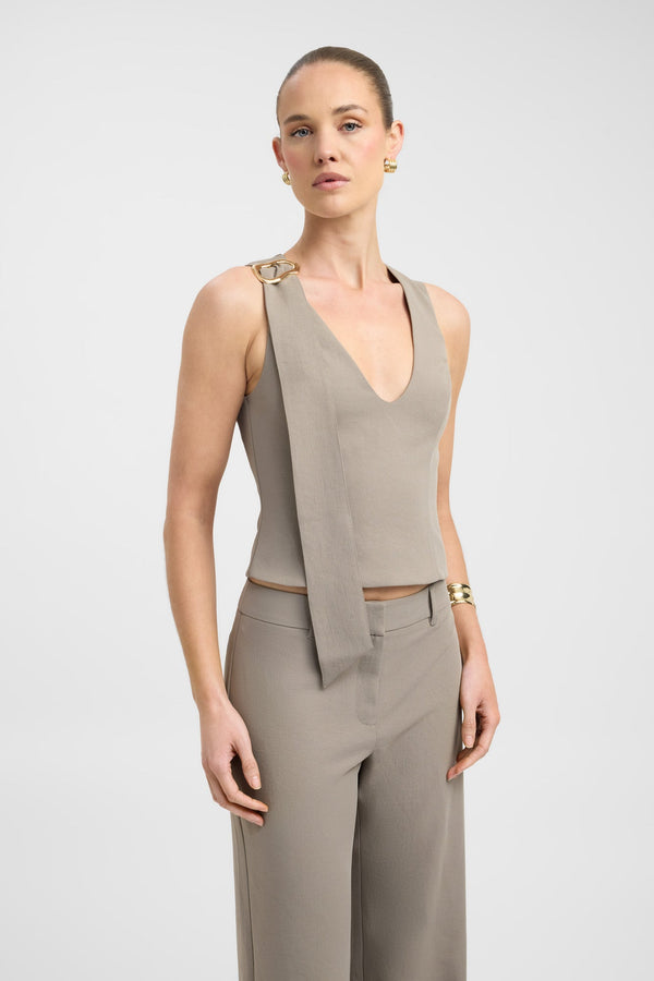 Kookai Ariel Buckle Slider Top Dried Oregano