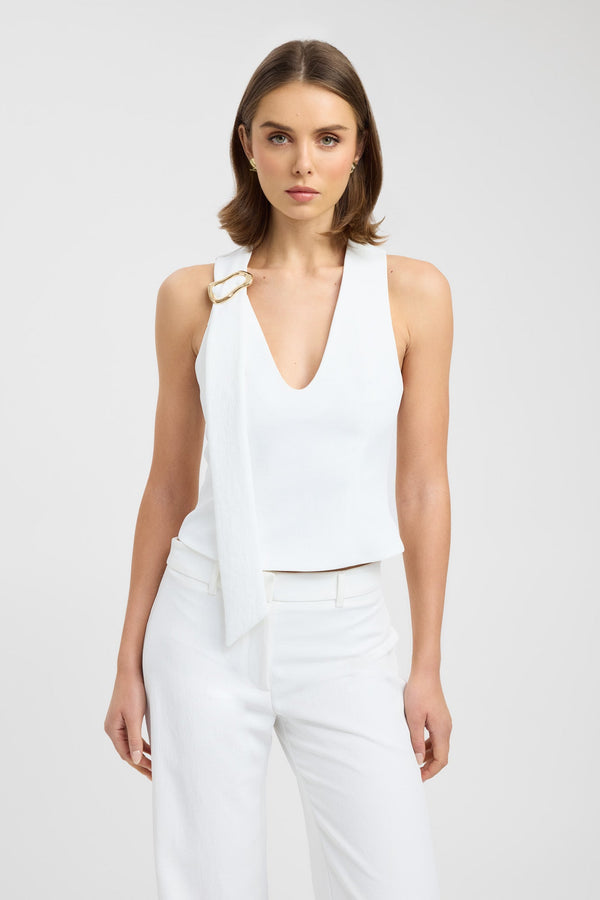 Kookai Ariel Buckle Slider Top Natural White