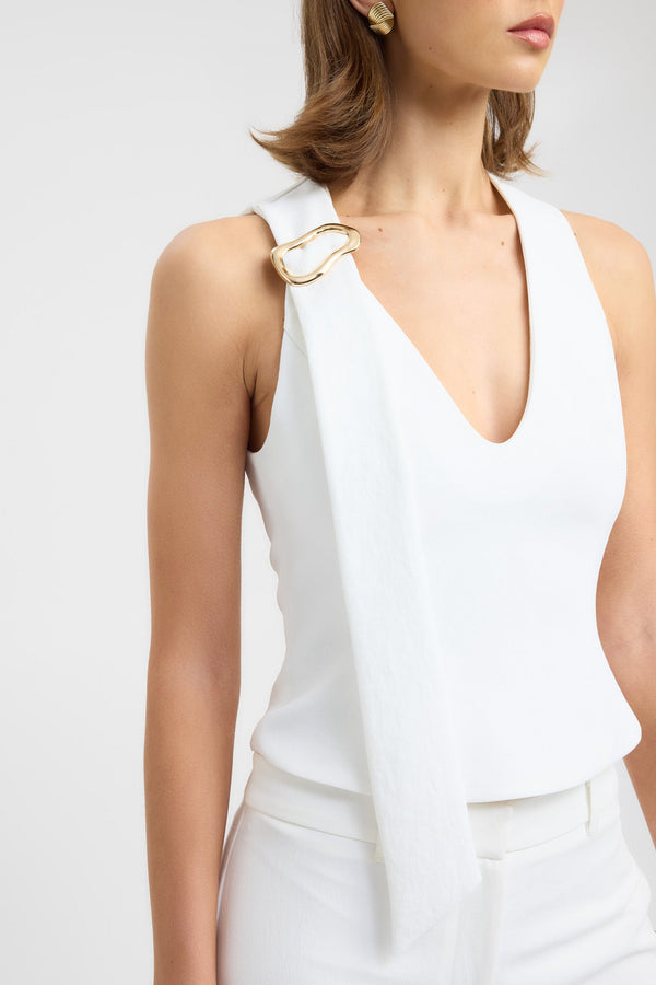 Kookai Ariel Buckle Slider Top Natural White