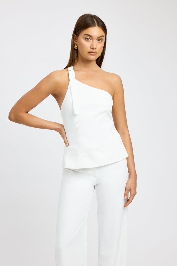 Kookai Ariel Buckle Top Natural White