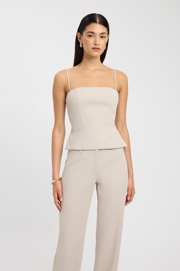 Kookai Ariel Clasp Back Top Dark Oat