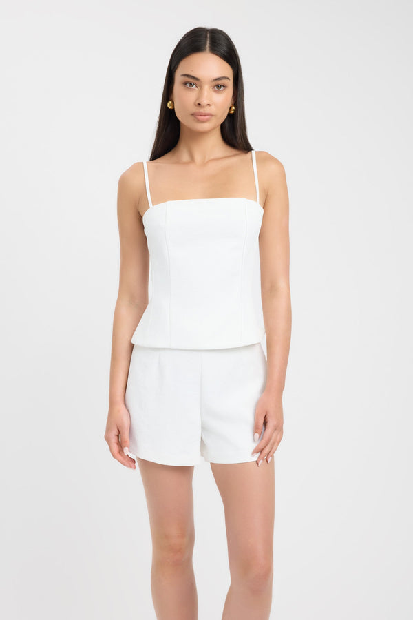 Kookai Ariel Clasp Back Top Natural White