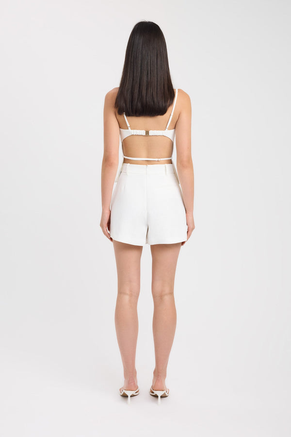 Kookai Ariel Clasp Back Top Natural White