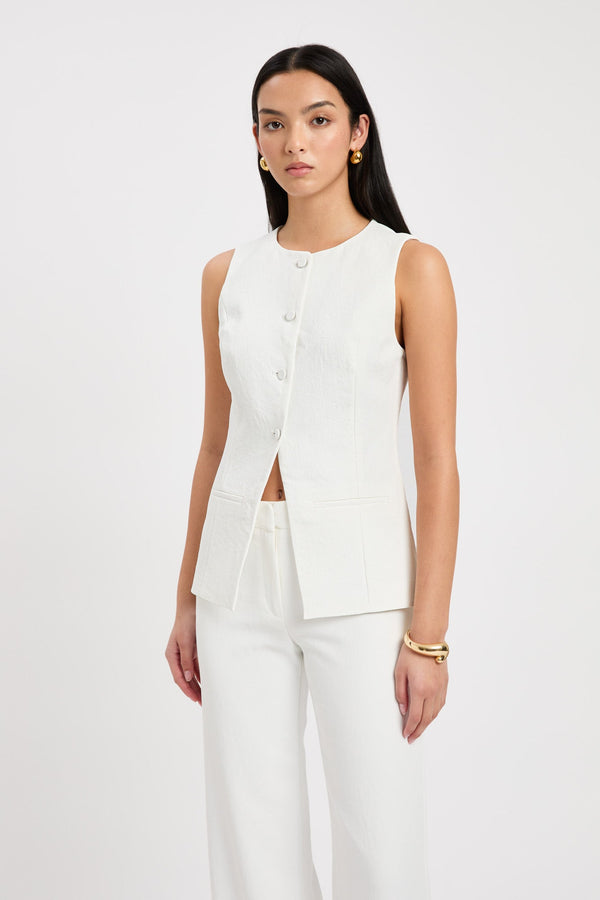 Kookai Ariel Crew Vest Natural White
