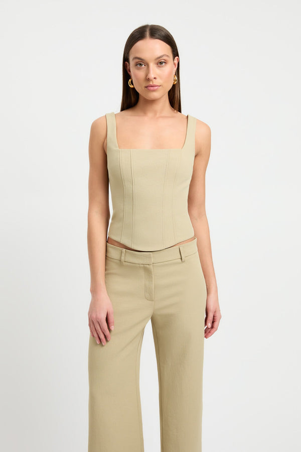 Kookai Ariel Curved Corset Green Tea