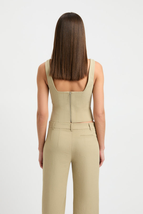 Kookai Ariel Curved Corset Green Tea