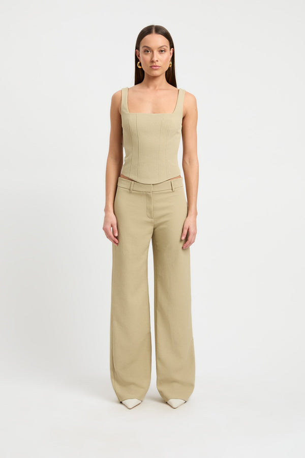 kookai Ariel Curved Corset Green Tea