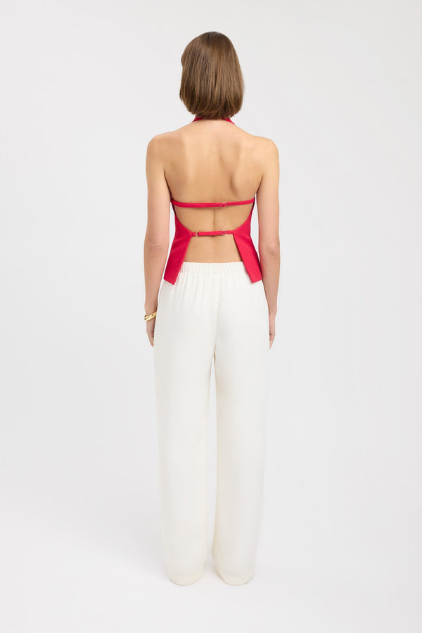 Kookai Ariel Deep Vee Top Deep Red