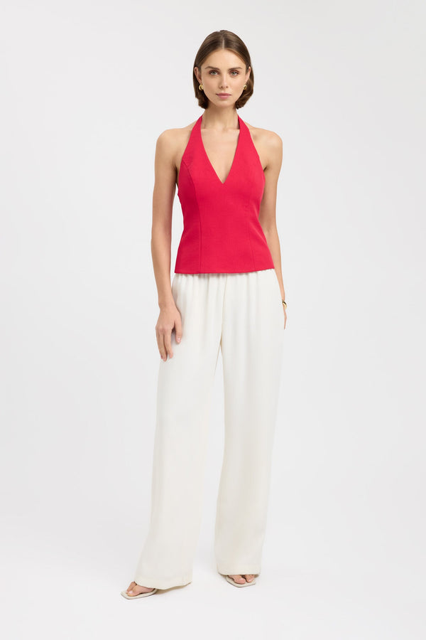 kookai Ariel Deep Vee Top Deep Red