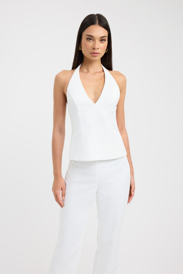 Kookai Ariel Deep Vee Top Natural White