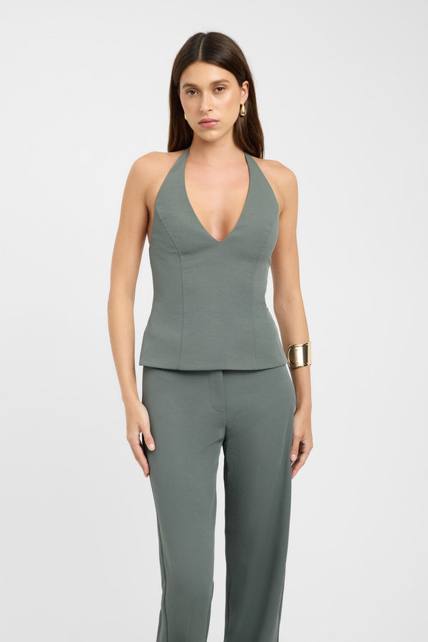 Kookai Ariel Deep Vee Top Thyme