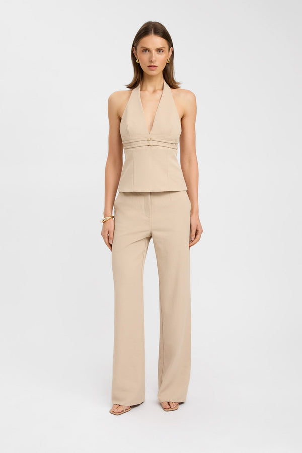 kookai Ariel Double Belt Top Biscotti