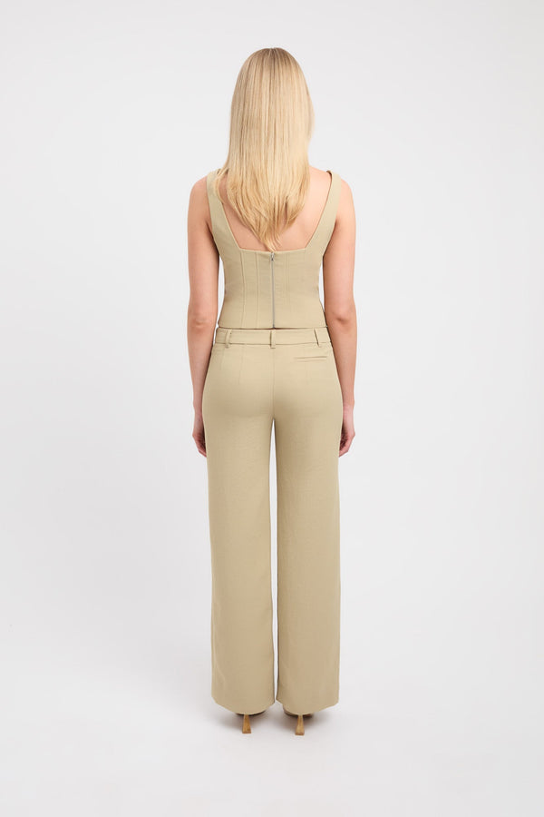 Kookai Ariel Low Rise Pant Green Tea