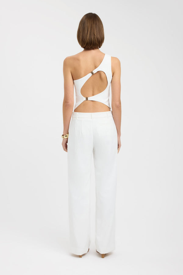 Kookai Ariel One Shoulder Top Natural White