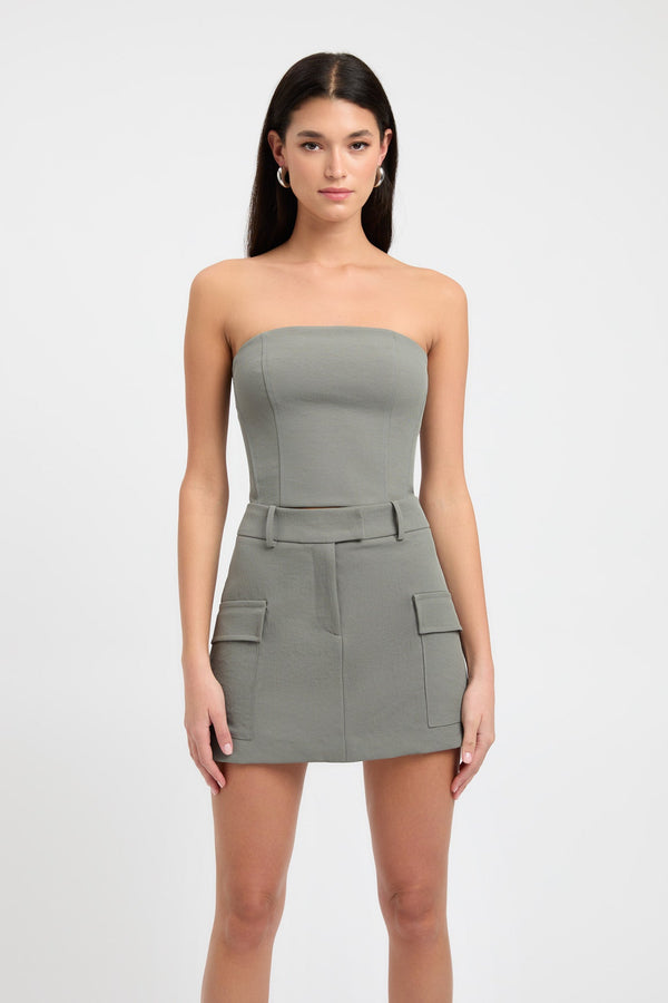 Kookai Ariel Strapless Top Agave Green