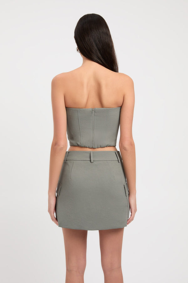 Kookai Ariel Strapless Top Agave Green