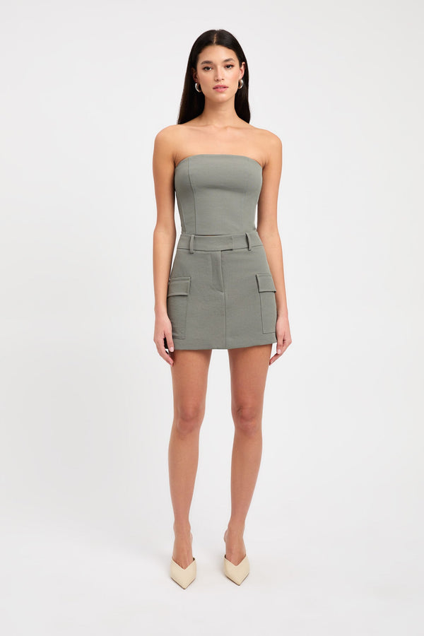 kookai Ariel Strapless Top Agave Green