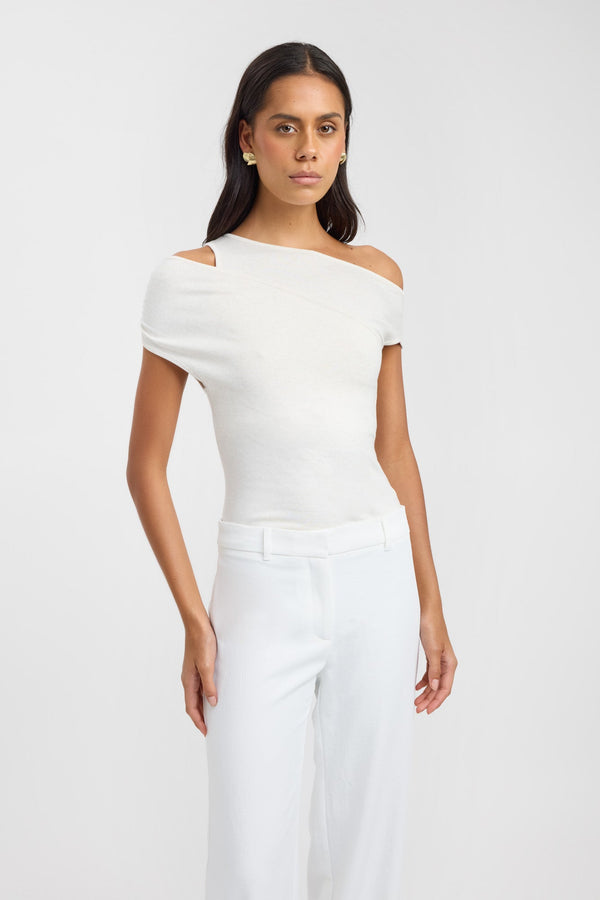 Kookai Atis Asymmetric Top Snow Marle