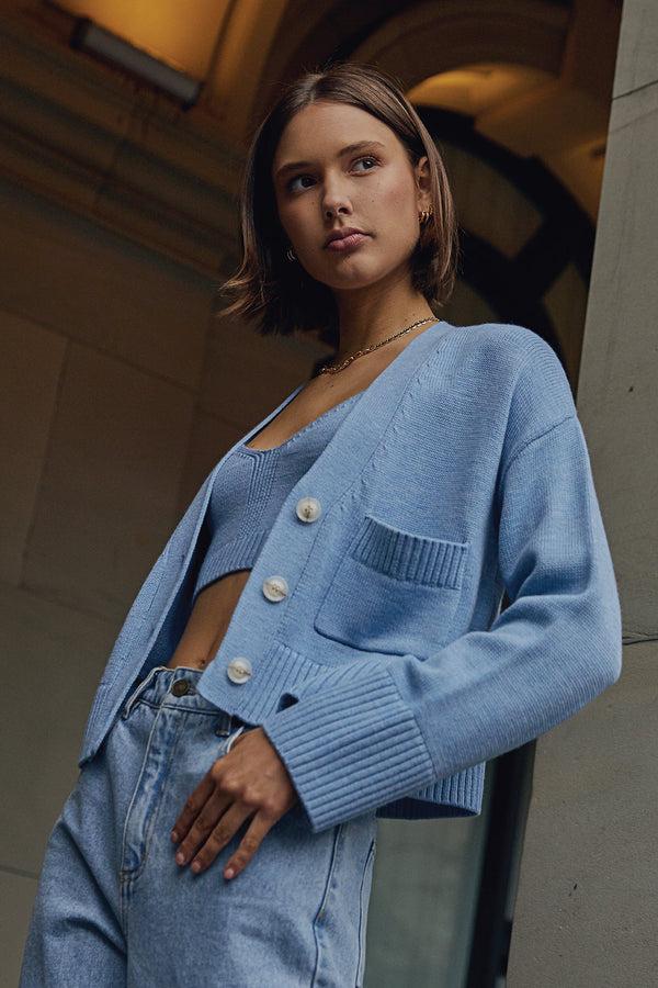 Kookai Autumn Cardigan Blue Marle