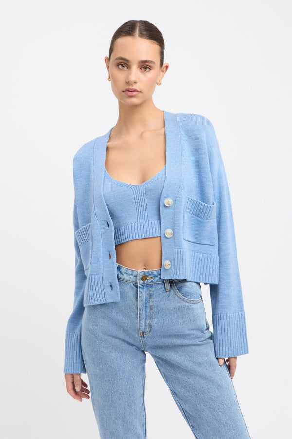kookai Autumn Cardigan Blue Marle
