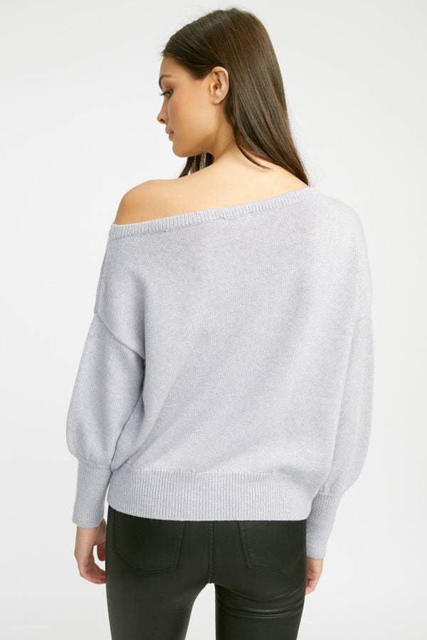 Kookai Autumn Off Shoulder Top Grey Marle